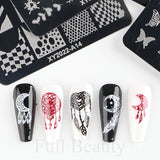 Flytonn Heart Geometry Stamping Nail Stamp Plates Stencil Flowers Lace French Manicure Nail Art Printing Gel Polish Templates Plate CHXY