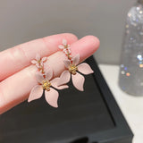 Flytonn-Elegant Blue Camellia Flower Stud Earrings Bohemian Floral Daisy Earrings Women Summer Beach Jewelry Birthday