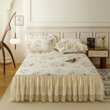 Cifeeo-Pure Cotton Vintage French Pastoral Country Flowers Print Double layer Lace Ruffles Bedding Set Duvet Cover Bed Skirt Pillowcase