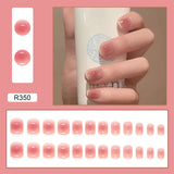 Flytonn- 24Pcs Pink French Tips False Nails Fake Nails Full Cover Artificial Nails Press On Nails With Wearing Tools