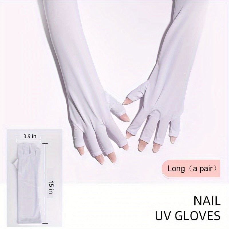 Flytonn Anti UV Gloves Gel Professional Protection Gloves For Manicures, Protect Hands Nail Art Stretchy Fingerless Glove For Home