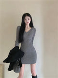 Spring Women Dress Bodycon Mini Evening Female Vintage Party Knitted Women Dresses Girl Casual Vestido Prom Sexy Skinny Fall Y2K