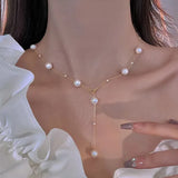 Flytonn New Beads Neck Chain Pearl Choker Necklace Women Sexy Jewelry Korean Fashion Necklace Jewelry