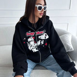 Flytonn-Harajuku Gun Girl Printed Hoodies women Japanese Casual Cardigan Oversize zip up hoodie gothic y2k tops high street sweatshirt