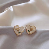 Flytonn-Unique Design Irregular Black Heart-shaped Three-Dimensional Rose Earrings 2024 New Jewelry Fashion for Women's Accessories