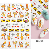 Flytonn 3D Food Nail Stickers Cartoon Omelette Bacon Nail Decals Kawaii Charms Self-adhesive Cute Animals Sliders Manicure Wrap