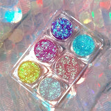 Flytonn 6-color Sequined Gel Cream Eyeshadow Palette Glitter Diamond Eye Makeup Hair Body Face Glitter Gel Art Flash Loose Sequins Cream