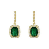 Flytonn-Luxury Exquisite Geometric Green Crystal Pendant Earrings for Woman Korean Fashion Jewelry Wedding Party Girl's Elegant Earrings