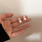 Flytonn-French Elegant Imitation Pearl Back Hanging Pendant Earrings 2024 New Fashion Jewelry for Women's Temperament Ear Accessories