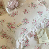 Cifeeo-Korean Style Lace ruffles Pure Cotton four-piece set Princess Style Pastoral Bed Sheet Floral Duvet Cover Pillowcase Bedding Set