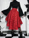 Flytonn Fairycore Grunge Lolita Skirt Women Dark Gothic Christmas High Waist Bandage Corset Skirt Aesthetic Streetwear Partywear