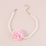 Flytonn Imitation Pearl Bead Flower Choker Women's Necklace On The Neck White  Floral Rose Chocker 2023  Jewelry Korean Y2K Accessories