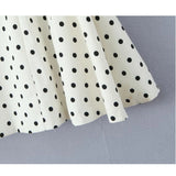 Flytonn-Women's Polka Dot Mini Skirt Tank Top Open Back Loose Tube Skirt Elegant Pleated Elastic Beach Skirt Simply Formal Dress Women