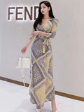 Summer Women Dress Long Bodycon Evening Female Vintage Party Beach Women Dresses Casual Vestido Prom Sexy Print Yellow Y2K