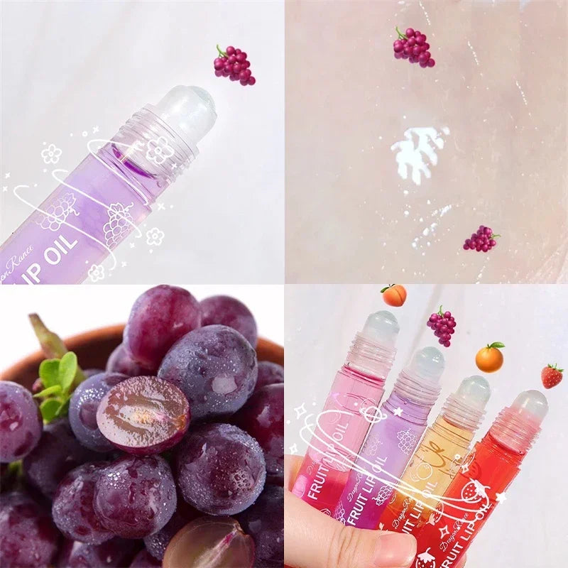 Flytonn Fresh Fruit Roll-on Lip Balm Lip Makeup Primer Moisturizing Clear Transparent Lipoil Long Lasting Hydrating Lip Gloss Cosmetics
