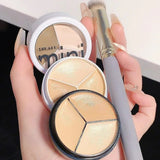 Flytonn- Moisturizing Contour Concealer Palette with Brush 3 Colors Full Coverage Acne Spot Dark Circles Concealer Cream Makeup Cosmetics