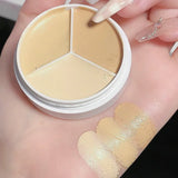 Flytonn- Moisturizing Concealer Palette with Brush 3 Colors Full Coverage Acne Spot Dark Circles Contour Concealer Cream Makeup Cosmetics