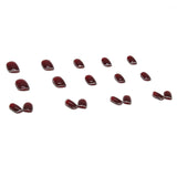 Flytonn- 24Pcs Shiny Short Square False Nail With Sticker Wine Red Classic French Artificial Fake Nails DIY Full Cover Tips Manicure Tool