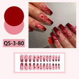 Flytonn-Halloween Nails 24Pcs Red Blood Drop False Nails Halloween Dark Smudge Fake Nail Almond Removable False Nail With Jelly Glue For Women&Girl