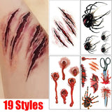 Flytonn- Halloween Temporary Tattoos Stickers Zombie Scar Tattoos with Bloody Makeup Wounds Decoration Wound Scary Blood Injury Sticker