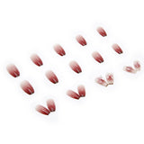 Flytonn- 24Pcs/Set Short Ballet Fake Nails Butterfly Peach Nails Arts Manicure False Nails With Design With Wearing Tools