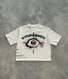 Flytonn- Streetwear y2k 90s Fashion -American Trendy Gothic Big Eyes Letter Print Oversized T-Shirt Men's Y2K Loose Harajuku Versatile Fashion Short Sleeve Top