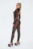 Flytonn Lace Backless Sexy Jumpsuits Women 2025 Fashion Rompers Turtleneck Long Sleeve See Through Nightclub Party Overalls