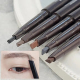 Flytonn- Double Head Eyebrow Pencil with Brush Natural Smooth Triangle Eyebrow Tint Pen Waterproof Lasting Black Brown Eyebrow Cosmetics
