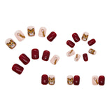 Flytonn- 24Pcs Short Square False Nail With Sticker Cute Tiger Wearable Artificial Fake Nails DIY Full Cover Tips Manicure Tool