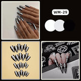 Flytonn-Halloween Nails 24Pcs Skull Finger Long Fasle Nails Wear Dark Style Funny Retro Trend Ghost Face Claws Halloween Fasle Nail For Women and Girls