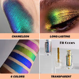 Flytonn 6 Color Shiny Metallic Glossy Face Decorating Liquid Eyeshadow Lipgloss Metallic Lipstick Optical Chameleons Eye Glitter Pigment