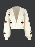 Flytonn-Embroidered short jacket, fashionable knitted sweater for spring, autumn, and winter