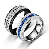 Flytonn-Single Row Diamond Titanium Steel Ring Men's Fashion Jewelry Wholesale