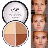 Flytonn- 4 Colors Makeup Concealer Palette Waterproof Moisturizing Face Contour Bronzer Make Up Face Foundation Cream Concealer