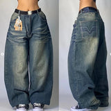 Flytonntore-Streetwear Men Outfits Tomboy Fits -90s streetwear - American New Washed Black-gray Baggy Jeans Y2K Harajuku Style Korean Women Retro Gothic Straight High Waist Wide Pants