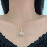 Flytonn Flytonn Exquisite Fashion Mermaid Pearl Necklace Retro Dinner Light Luxury Versatile Stainless Steel Clavicle Chain