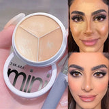 Flytonn- Moisturizing Contour Concealer Palette with Brush 3 Colors Full Coverage Acne Spot Dark Circles Concealer Cream Makeup Cosmetics