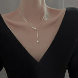 Flytonn Flytonn New Pearl Tassel Adjustable Necklace for Women French Simple Light Luxury Clavicle Chain Gift