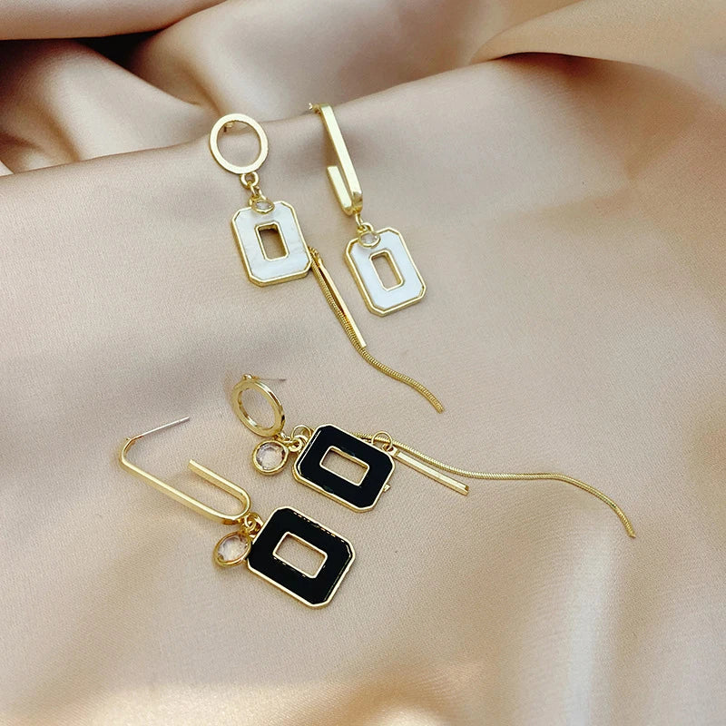 Flytonn-S925 Silver Needle Fashion Statement Earrings 2024 New Design Gold Color Asymmetrical Drop Earrings for Girl Lady Gifts