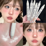 Flytonn- Pearlescent White Lying Silkworm Highlighter Pen Waterproof Pearl Sliver Brighten Eyes Glitter Matte Eyeshadow Stick Face Makeup