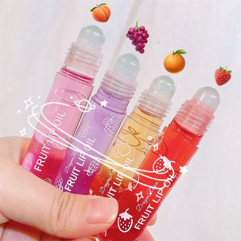Flytonn Fresh Fruit Roll-on Lip Balm Lip Makeup Primer Moisturizing Clear Transparent Lipoil Long Lasting Hydrating Lip Gloss Cosmetics