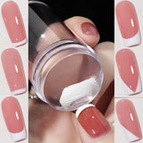 Flytonn-Nail Stamper Jelly Silicone Printing Nail Polish Stamping French Tip Nail Stamp Template with Scraper  Manicure Stencil Tools