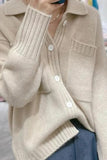 Flytonn-European station POLO neck pocket cashmere cardigan autumn/winter lazy sweater loose knit sweater thick wool coat