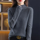 Flytonn-100 %Pure Cashmere Sweaters Women's half turtleneck bottom sweater pullover sweater autumn/winter  new