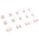 Flytonn- 24pcs/box Press On False Nails Cute Bunny Nail Art Wearable Fake Nails Short Square Nails With Wearing Tools As Gift