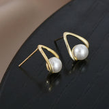 Flytonn-2024 New Simple Hollowed-out Pearl Stud Earrings Elegant Accessories for Korean Fashion Jewelry Women‘s Party Simple Earrings