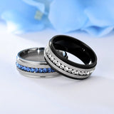 Flytonn-Single Row Diamond Titanium Steel Ring Men's Fashion Jewelry Wholesale