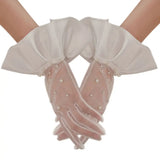 Flytonn-Elegant Short Beaded Wedding Gloves Bridal Wedding Dress Accessories