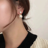 Flytonn-French Elegant Imitation Pearl Back Hanging Pendant Earrings 2024 New Fashion Jewelry for Women's Temperament Ear Accessories