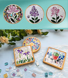 FLYTONN-Handmade DIY Mosaic Cup Mat Bottom Bamboo Pad Heart Square Coaster Parent-Child Early Education Free Creation Handicraft Toys